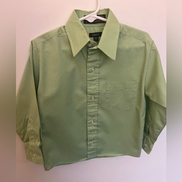 CLAIBORNE BOYS LONG SLEEVE DRESS SHIRT. LIGHT PALE GREEN. SIZE 5 - Picture 1 of 5